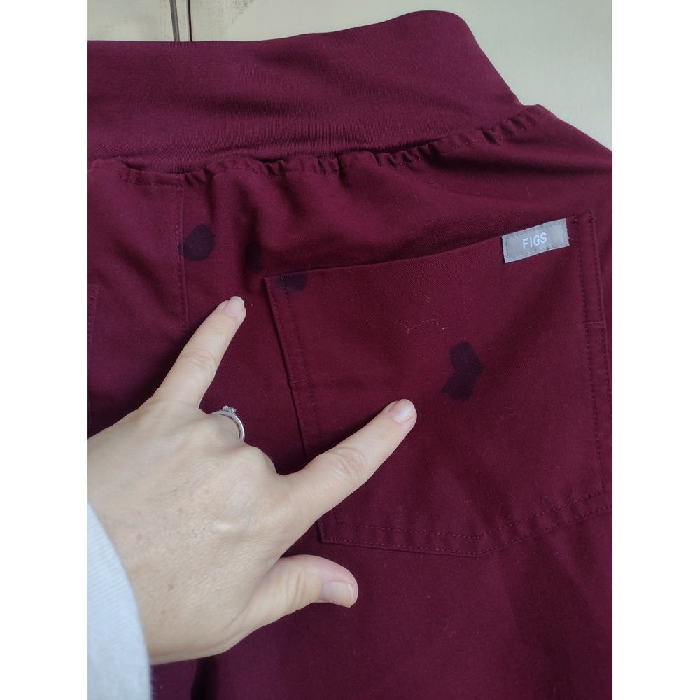 Figs XS Burgundy Drawstring Pocketed Zamora Jogger Scrub Pants *Read* Medical - Picture 3 of 8